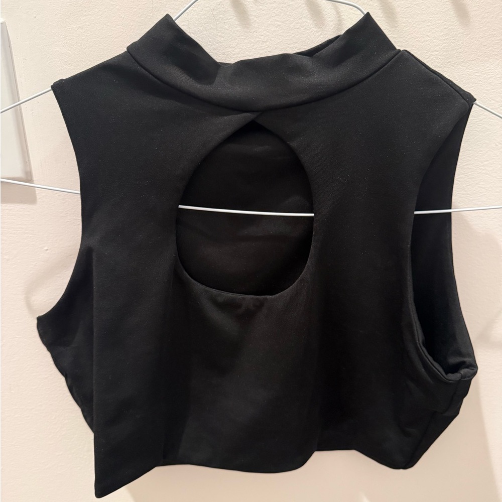 Black Sleeveless Cutout Top